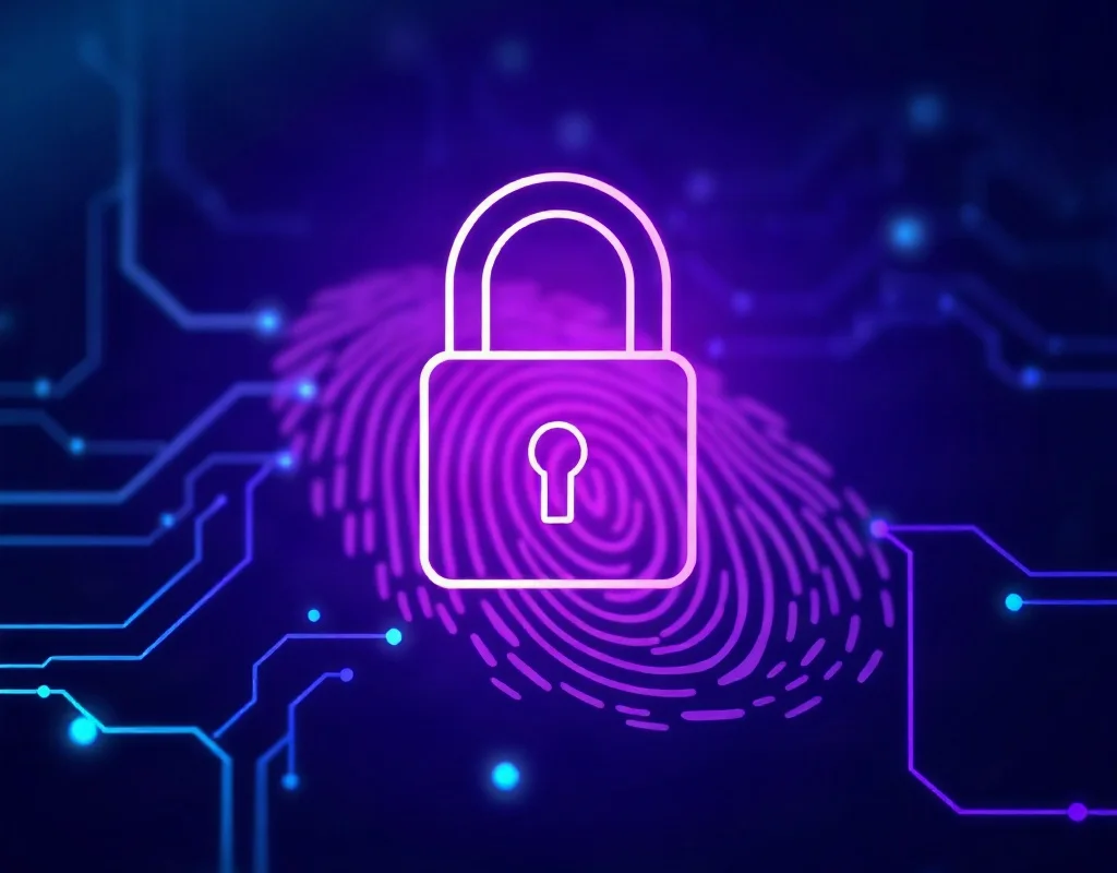Digital padlock with data streams representing secure account verification