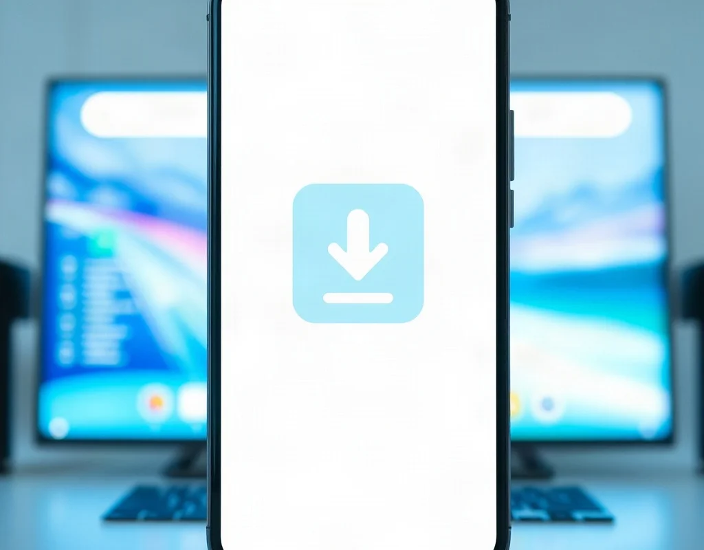 Downloading an APK file on a smartphone screen