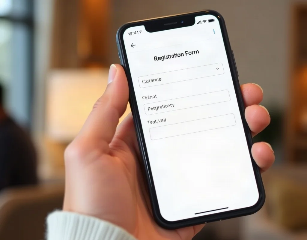 User registering on a mobile app