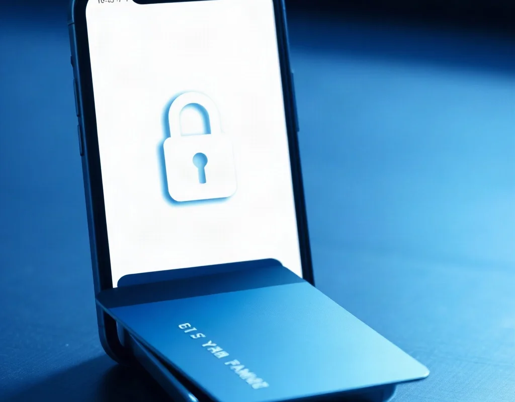 Secure payment processing with a lock icon on a smartphone