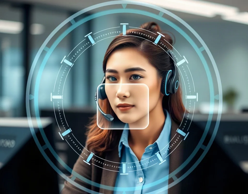 Support agent with headset assisting user