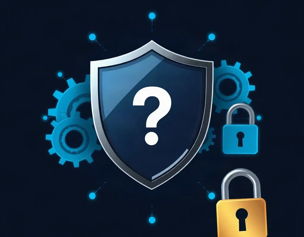 Digital shield with question mark