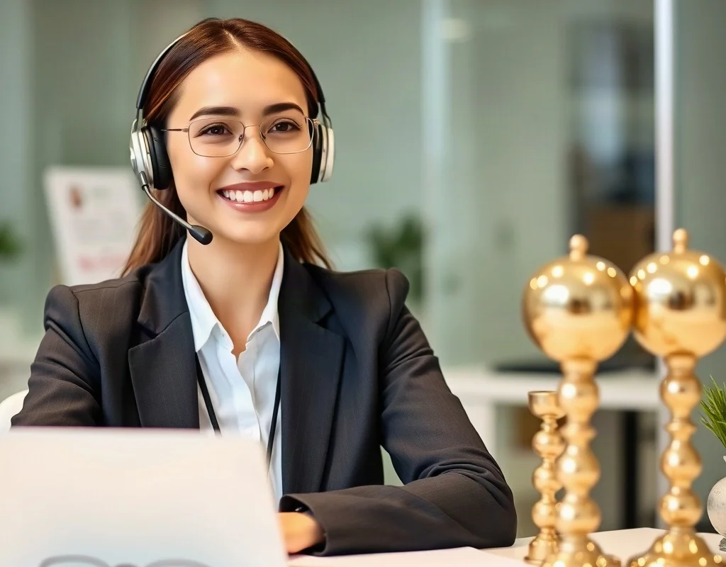 Support agent with headset ready to help users