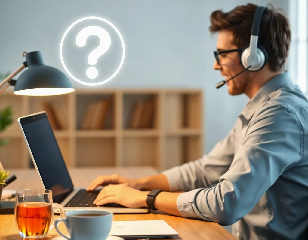 User with question marks and support headset for X555 queries